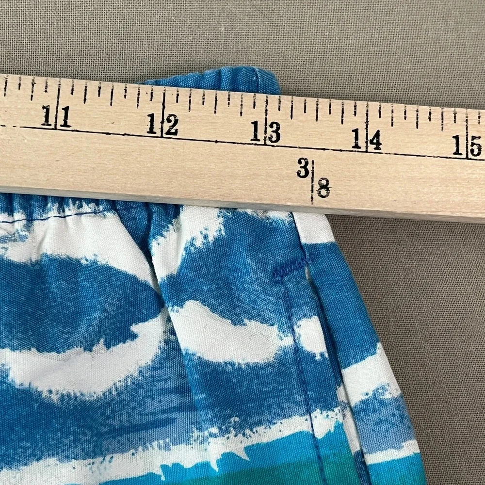 Vintage 90s Speed Board Swim Shorts Men S Blue Abstract Print Drawstring Pockets